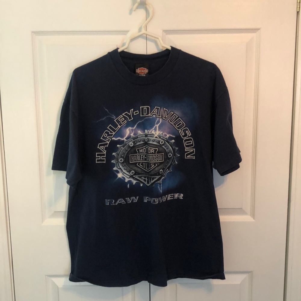 Harley-Davidson T Shirt (Raw Power) Blue XL